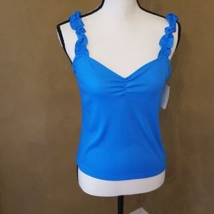 bp Ruffled Strap Tank bright blue in L
